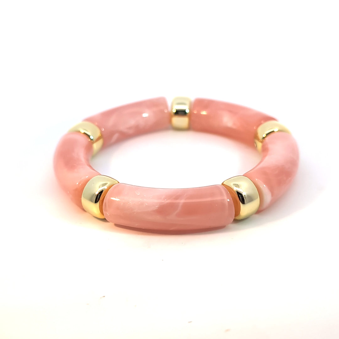 zalm roze tube armband