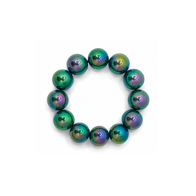 Zeegroene metallic grote kralenarmband Eva