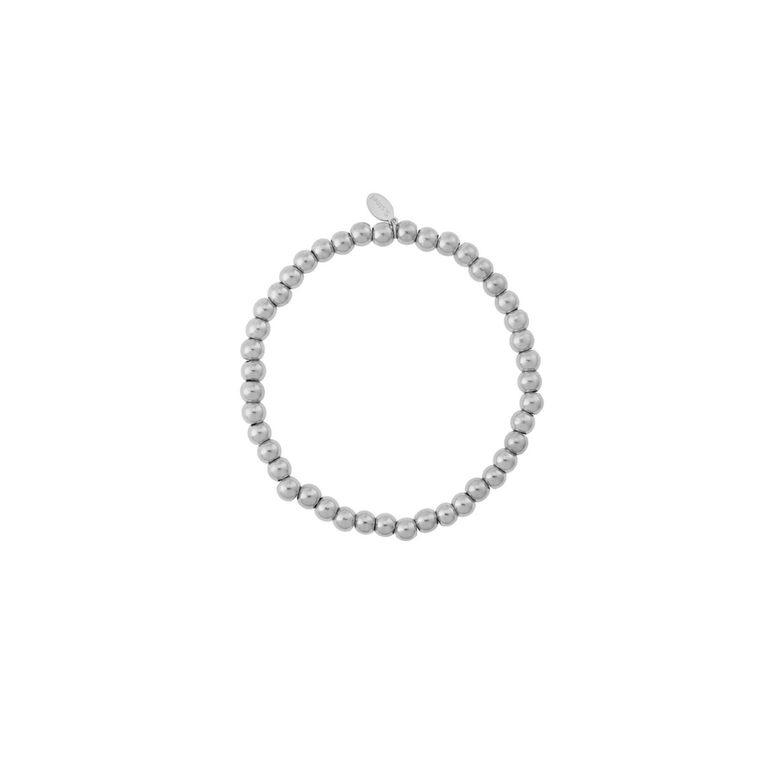 Zilveren massieve kralenarmband met kleine ronde glanzende kralen van Casa Jadel