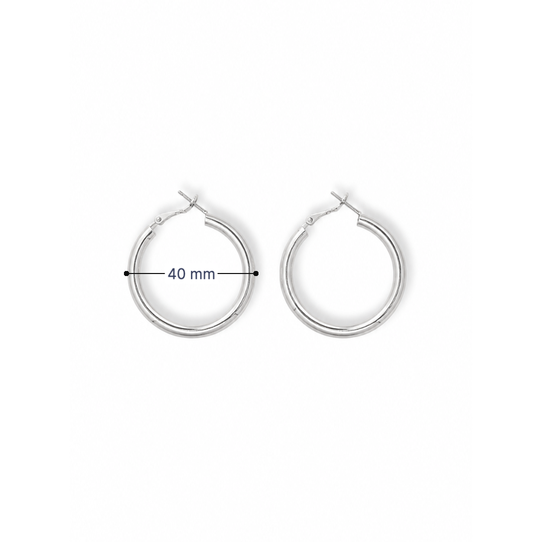 Zilveren oorringen dames 40 mm Casa Jadel