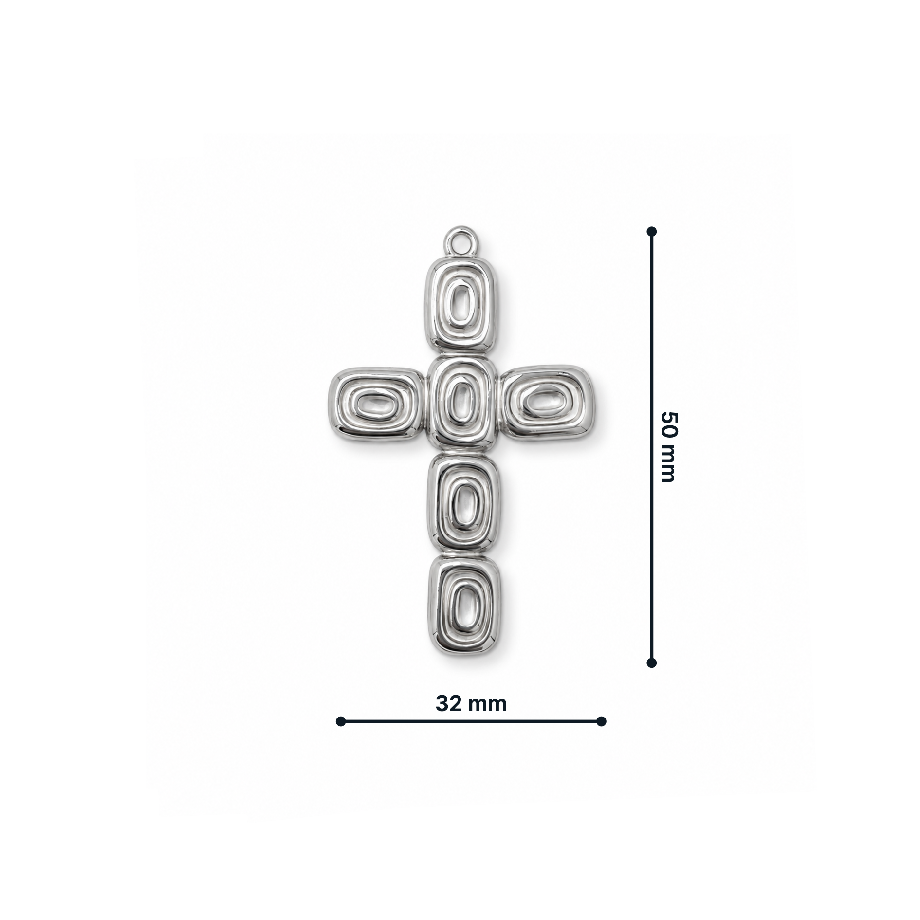 Zilveren statement kruis bedel 5cm met modern geometrisch design van Casa Jadel.