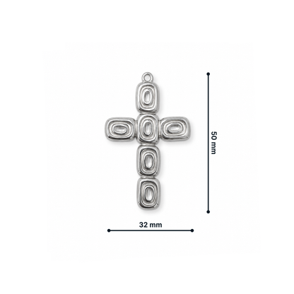 Zilveren statement kruis bedel 5cm met modern geometrisch design van Casa Jadel.