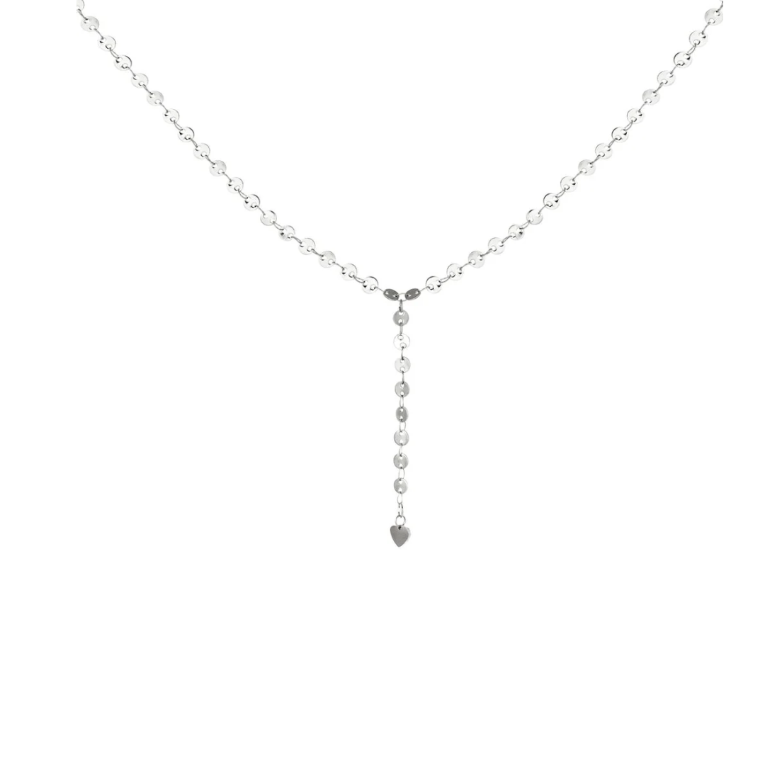 Zilveren Y lijn ketting met ronde details van Casa Jadel