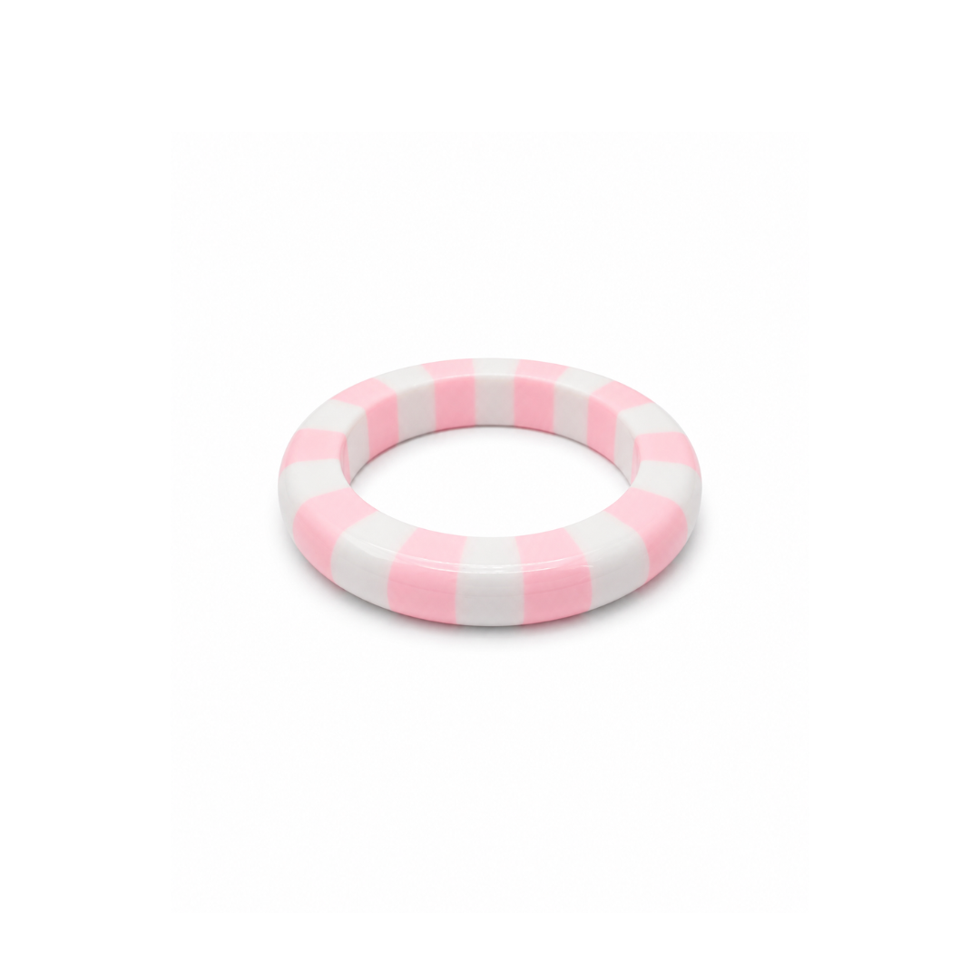 Lichtroze-witte gestreepte bangle armband Candy