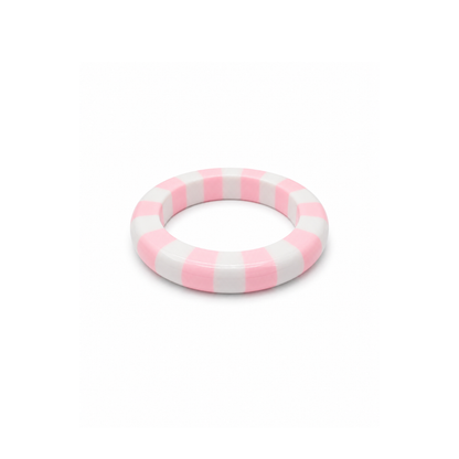 Lichtroze-witte gestreepte bangle armband Candy