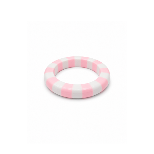 Lichtroze-witte gestreepte bangle armband Candy