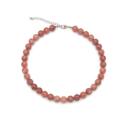 Zonnesteen natuursteen kralenketting dames met warme oranje tinten Casa Jadel