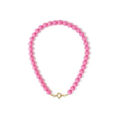 Zuurstokroze kralenketting met boeislot Maud