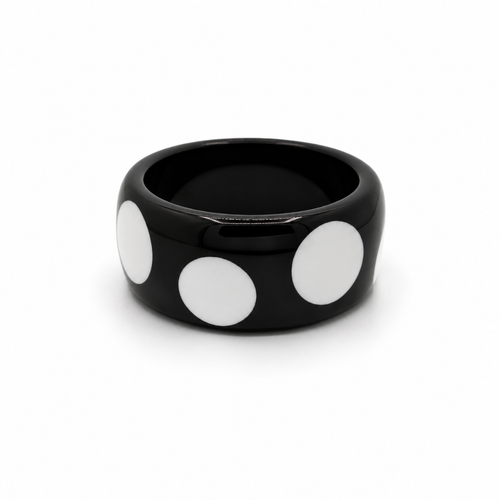 Zwarte met witte stippen bangle armband Polka dot