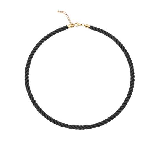 Zwarte gedraaide rope ketting met goudkleurige sluiting