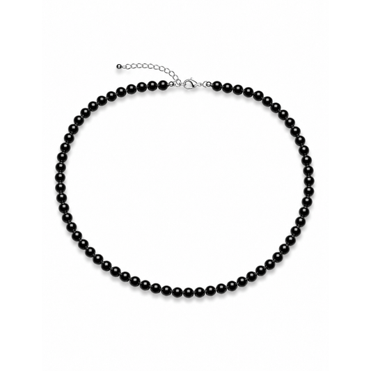 Zwarte lange kralenketting Romy met fijne ronde kralen
