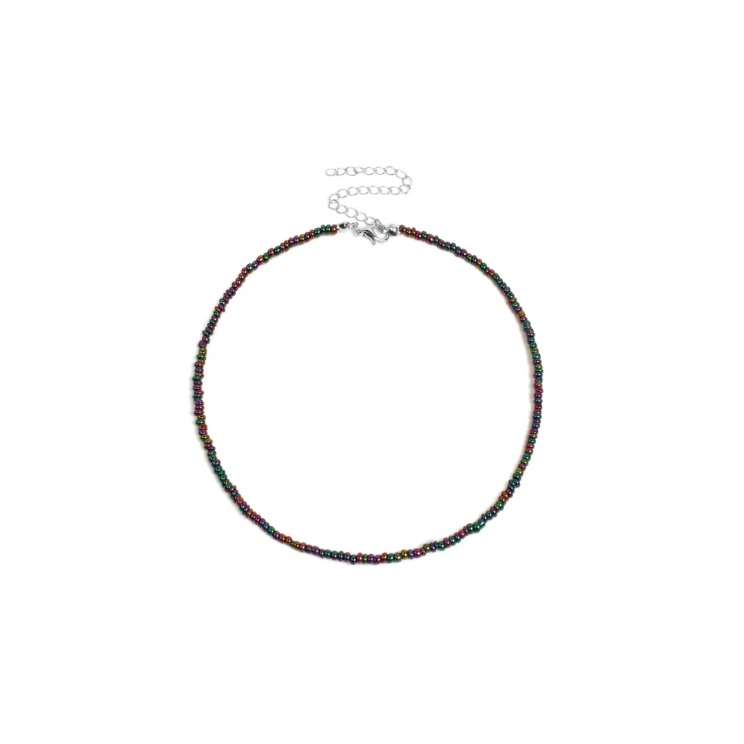 Zwart metallic kleine kralenketting Saar met fijne kralen van Casa Jadel.